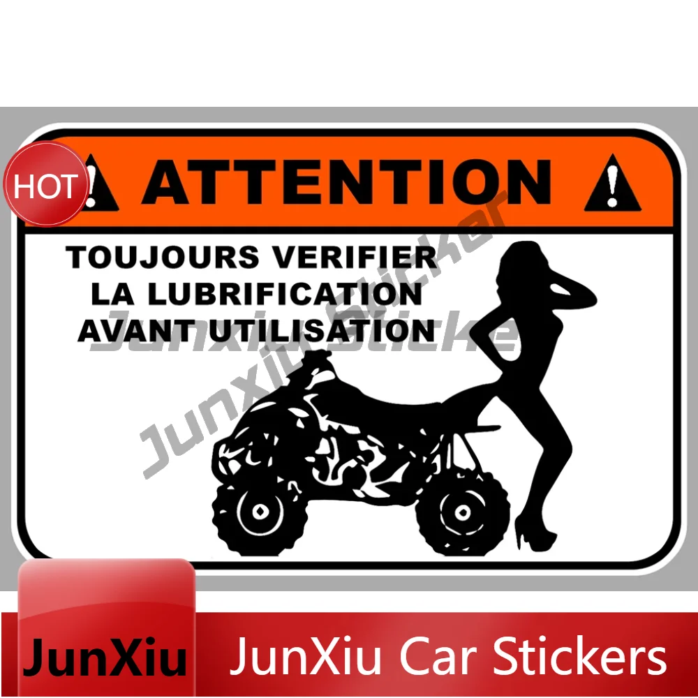 Quad Attention Danger Humour Pinup Moto Cross Vinyl Decal Waterproof Car Sticker For Bumper Window Motorcycle Decoration