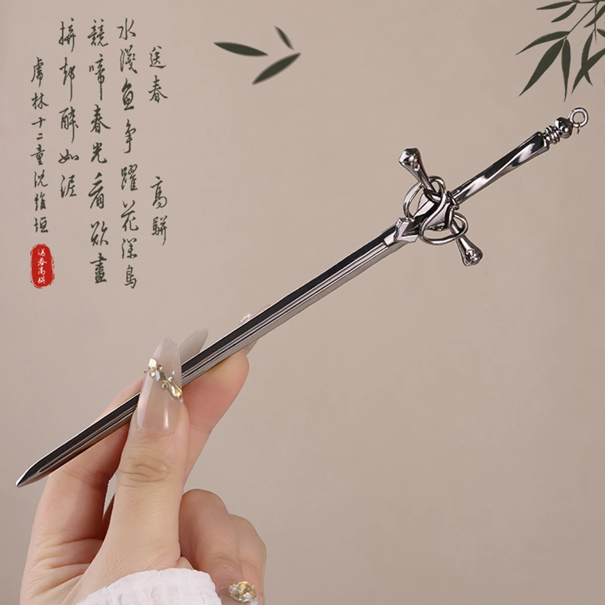 Metal Gray Sword Styling Pins Black Wicca Witch Hair Stick Slide Renaissance Festival Hair Acceossories for Women