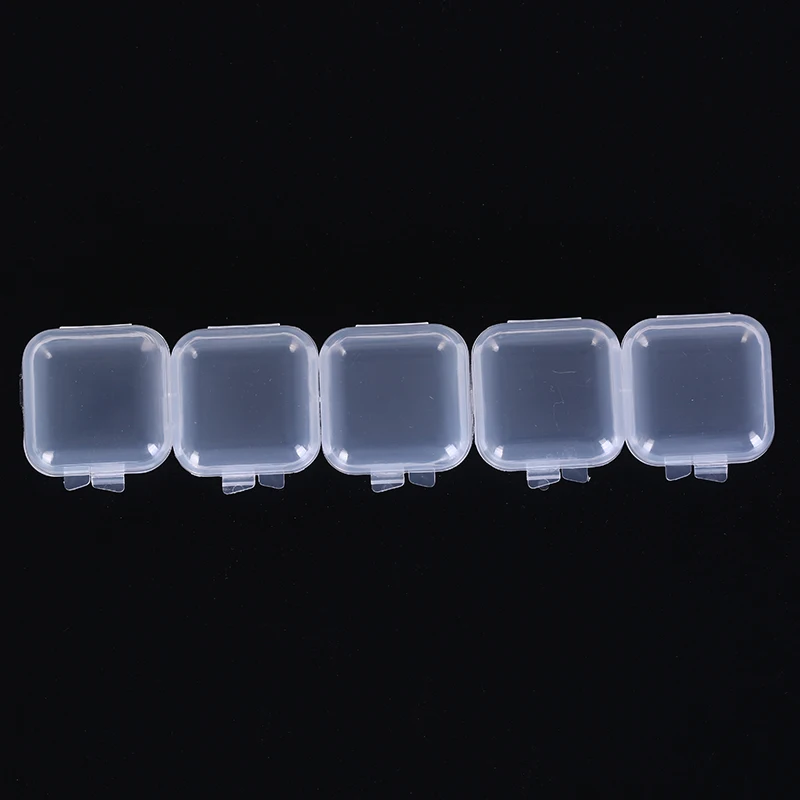 Mini boîtes africaines carrées en plastique transparent, conteneur de bouchons d'oreille, décor d'art d'ongle, étui de rangement de diamant, petites boîtes de bijoux, 5 pièces, 10 pièces
