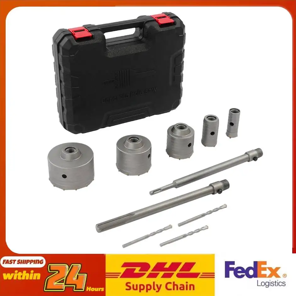 Kit Professionale di Punte a Tazza da 14 Pezzi per Foratura Profonda, Set di Punte da 13 Pollici per Calcestruzzo con Doppia Rimozione del Chip, per Martello Elettrico