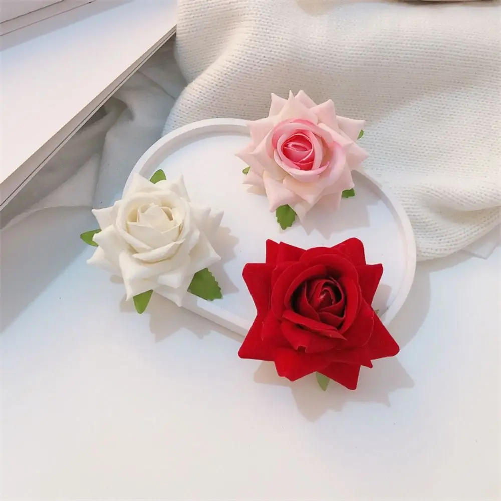 

Sweet Cloth Rose Flower Hair Clip Corsage Bohemian Style Red Rose Brooch Duckbill Clip Hair Accessories Rose Hairpin Beach