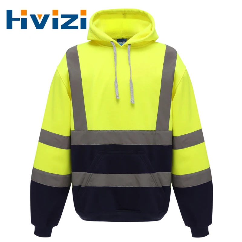 Safety Reflective Sweatshirt Men Hi Vis Hoodie Men Hoody Sweatshirts Male Black Hoodies For Men Workwear