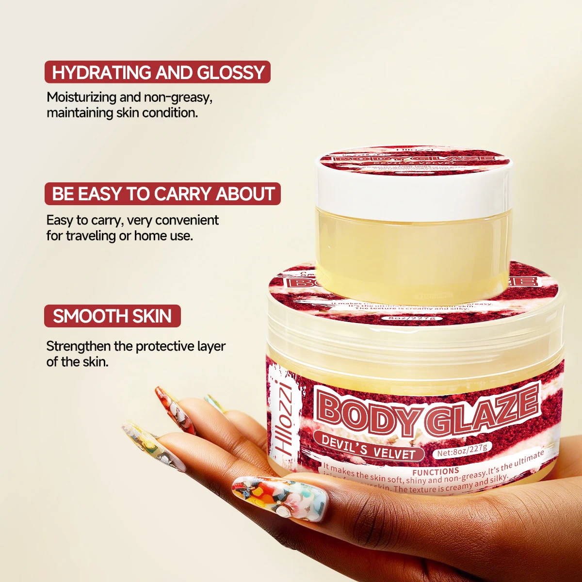 8oz 2oz body glaze Red Velvet Moisturizes, protects, and repairs the skin Create a more even-looking skin tone