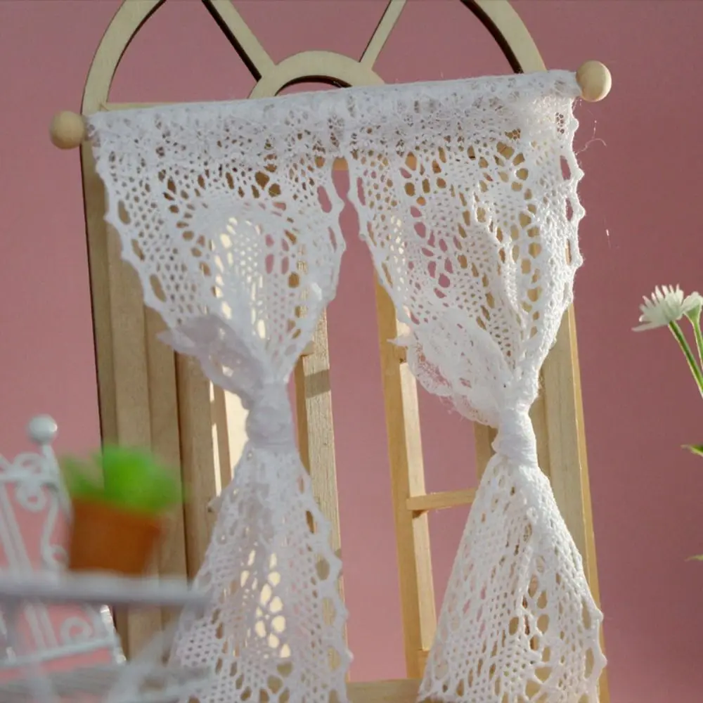 

Lace Dollhouse Miniature Curtain OB11 1:12 Doll House Dollhouse Decor Accessories Flower Curtain Model Furniture