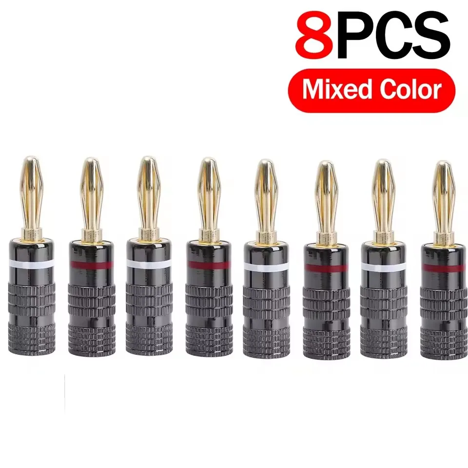 Universelle vergoldete Metall-Bananenstecker, lötfrei, 4-mm-Bananenstecker mit Schraubverschluss für Audio-Buchsen, Lautsprecher- und Verstärkerstecker