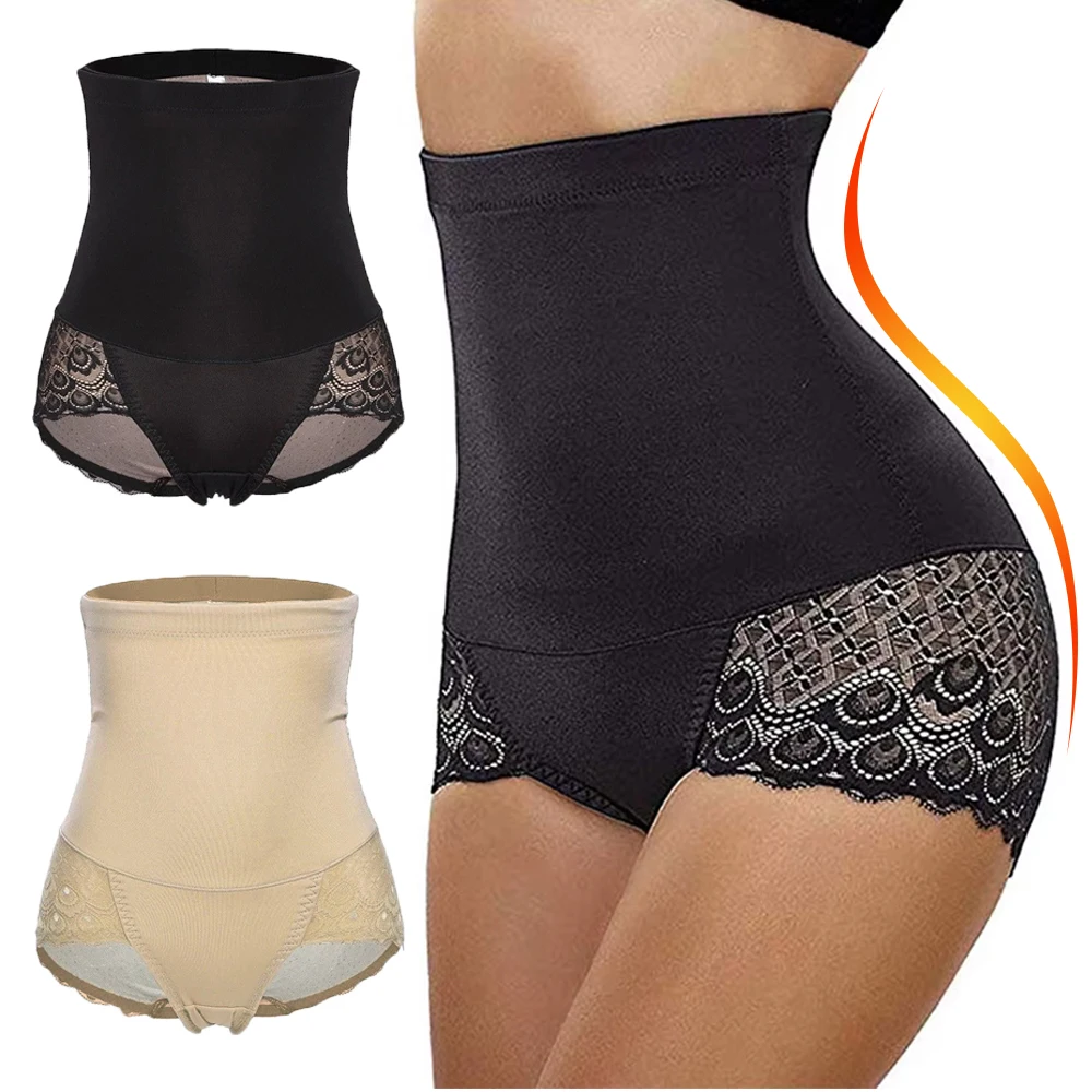Hochgeschnittene Shapewear-Höschen mit Bauchkontrolle, Spitzen-Schlankheitsunterwäsche, Taillenformer für Damen, Körperformende Unterwäsche, Po-Lifting-Slips
