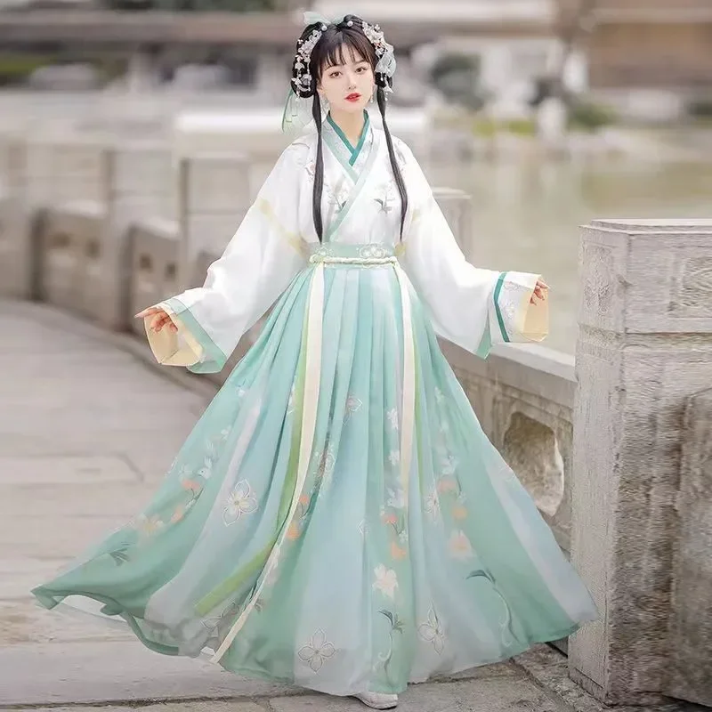 Adult Hanfu Wei and Jin made three-piece Hanfu women's antique collar waist skirt spring and summer