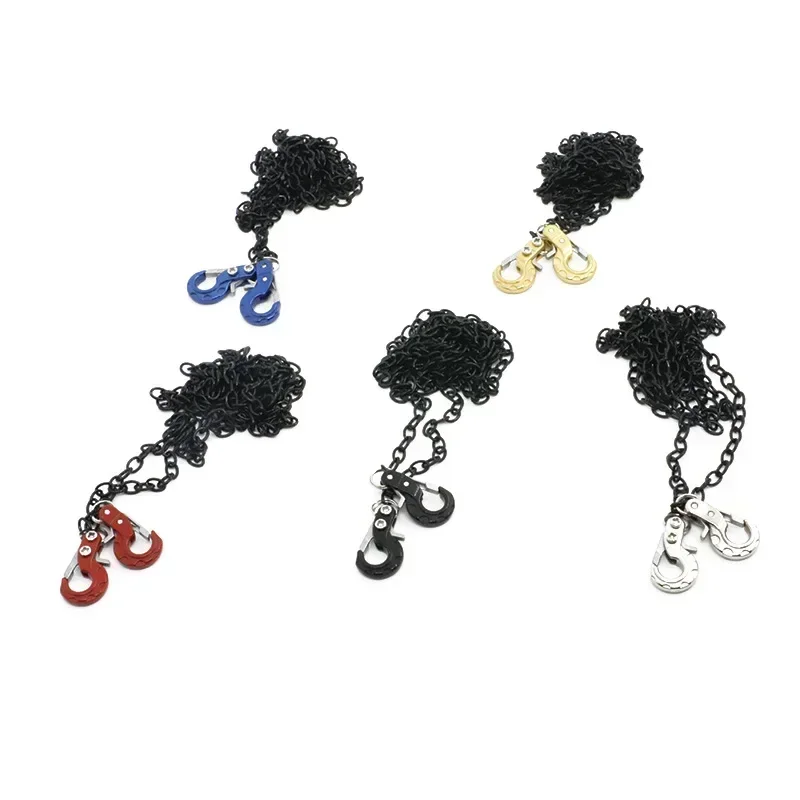 Gancio per rimorchio CNC in metallo per auto RC Gancio per verricello con accessori per catena di rimorchio per 1/10 Axial SCX10 Trxs TRX4 D90 Tamiya CC01