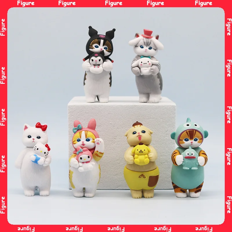 

6pcs/set Anime Action Figures Cat Doll Collectible Cinnamoroll Kuromi PVC Model Melody Kids Hobby Toy Girl Gift