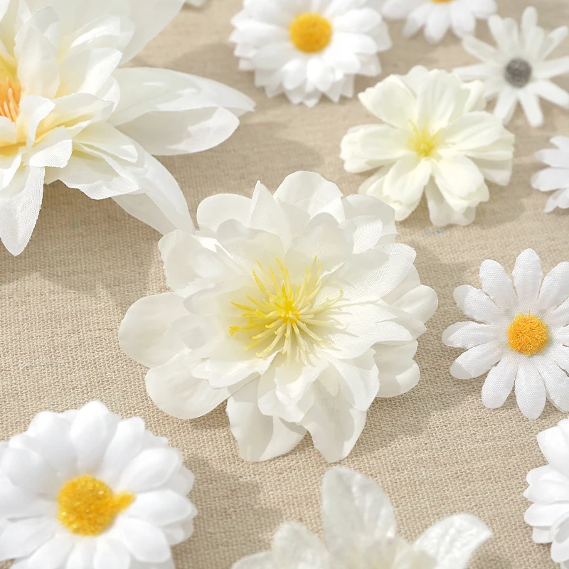 20/50 Stück Künstliche Rosenblüten für Heimdekoration, Gartenornament, DIY, Reinweiß, Hochzeitskleid-Dekor, Outdoor-Zubehör – Detail 7