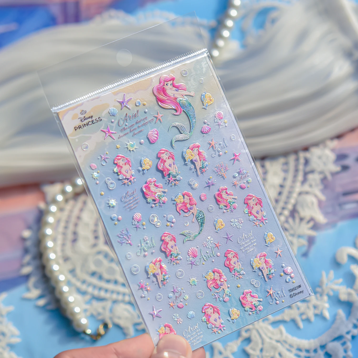 1 STKS 5D Zeemeermin Prinses Sneeuwwitje Animatie Reliëf Stickers Nail Art Accessoires Disney Cartoon Nail Art Decoratie Stickers