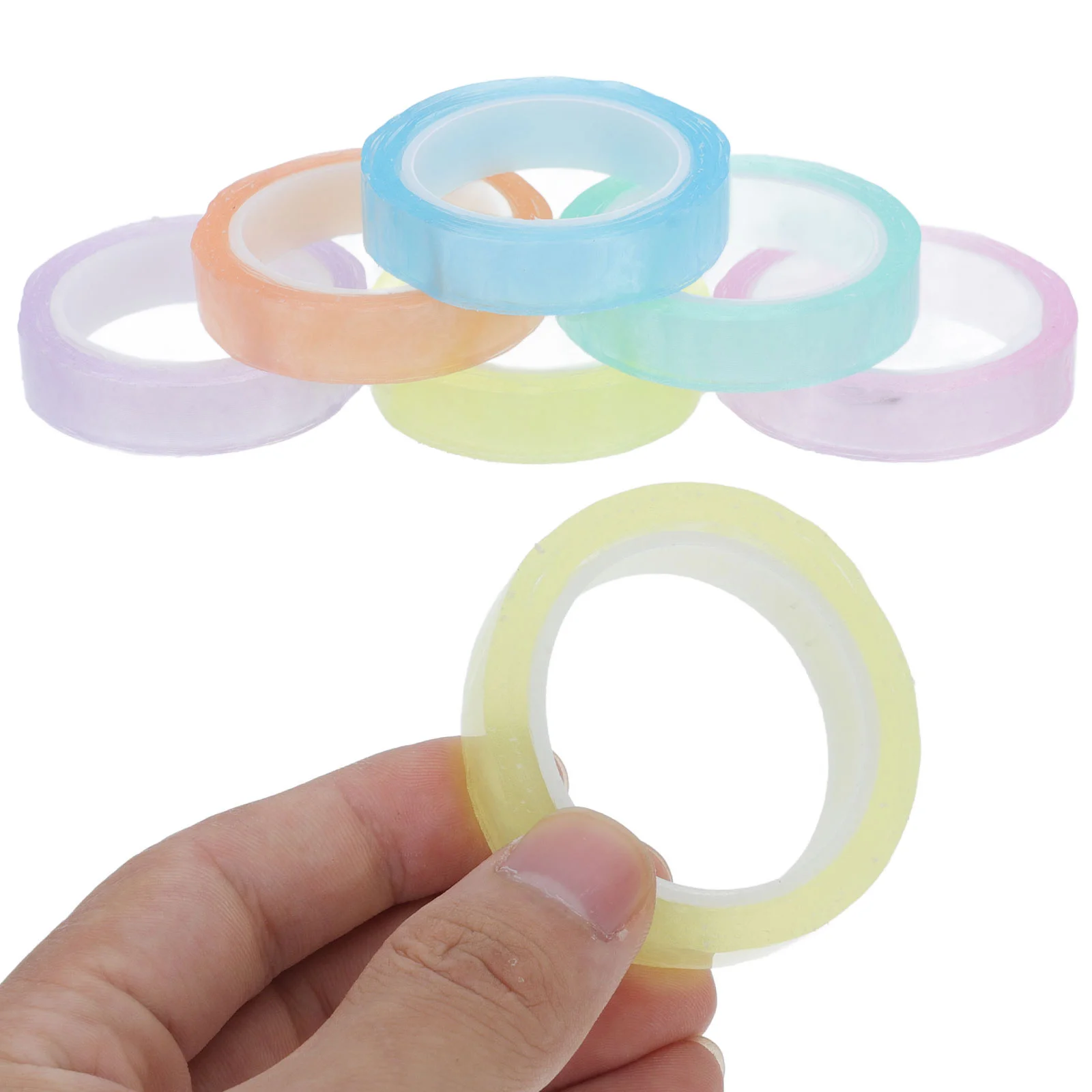 6 Rolls Plastic Sticky Ball Tape DIY Craft Tapes Self-adhesive Sticky Ball Tapes Funny Ball Tapes Colorful Adhesive Ball Tapes