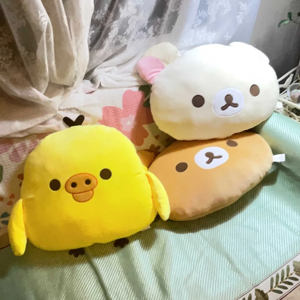 

Очень мягкая плюшевая подушка Rilakkuma, кавайная подушка с медведем и цыпленком, мягкая подушка для спины кииротори, плюшевые игрушки для спальни, дивана, подарки