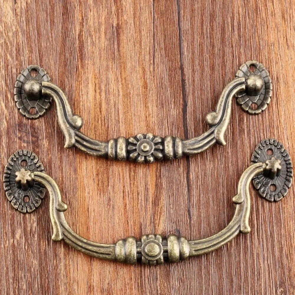 Alloy Antique Drawer Pulls Classical Style Antique Bronze Cabinet Handles Arched Handle Decorative Bail Pull Handles