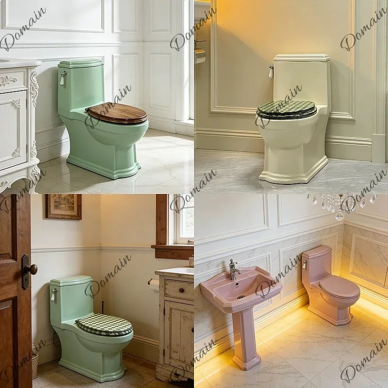 80 N Cream American Retro Toilet European Style Colorful Siphon Toilet Basin