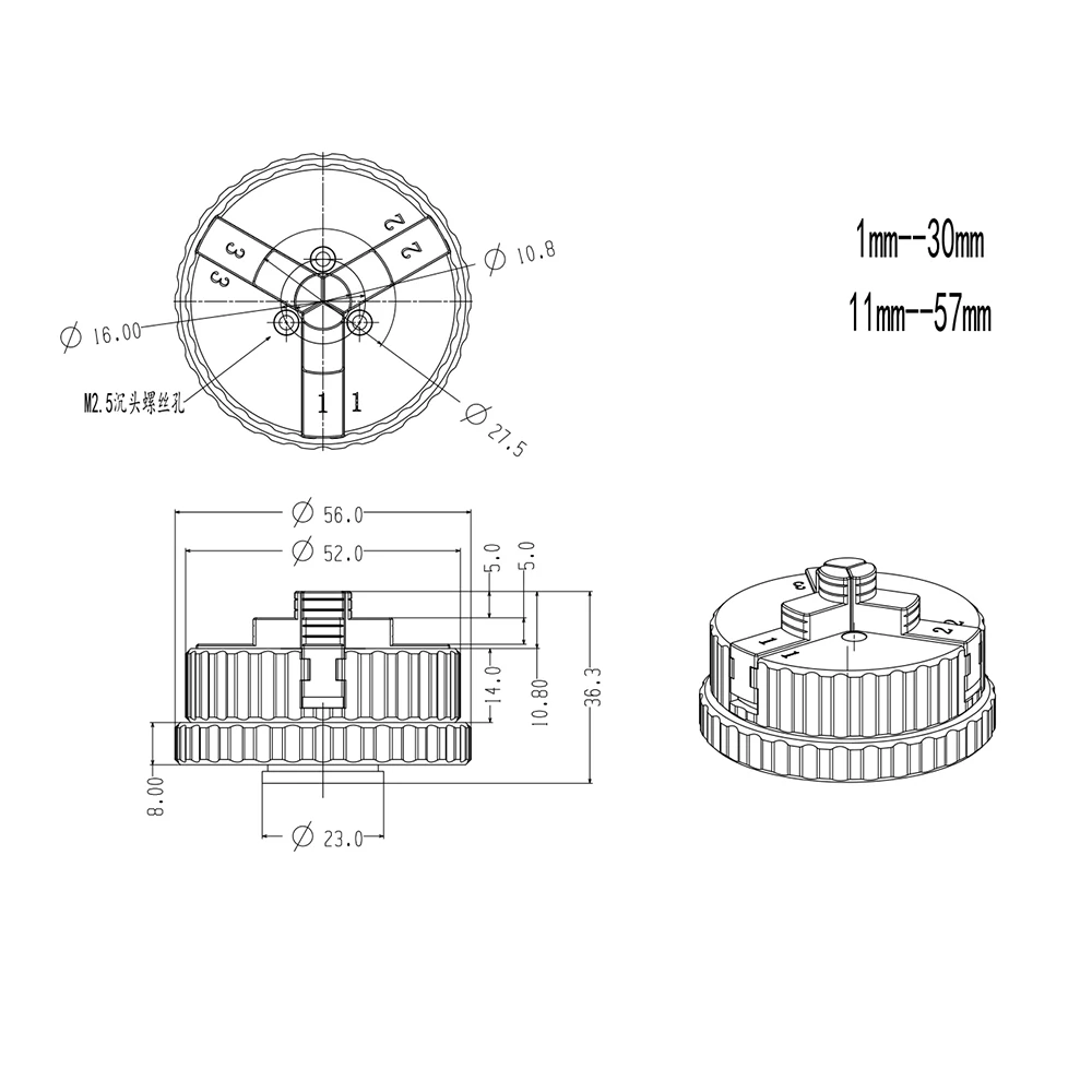 Mandrino per morsa a tre griffe in alluminio ad alta precisione - Mini morsetto da banco industriale per foratura, riparazione orologi e modellismo artigianale 1-30 mm