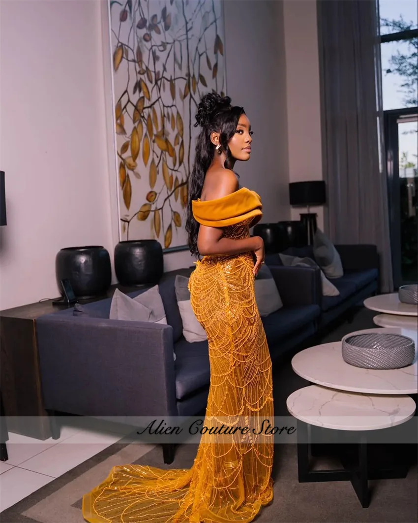 

Customized Gold Prom Dresses for Special Occasions Glitter Sequined Evening Formal Party Second Reception Birthday Gowns
