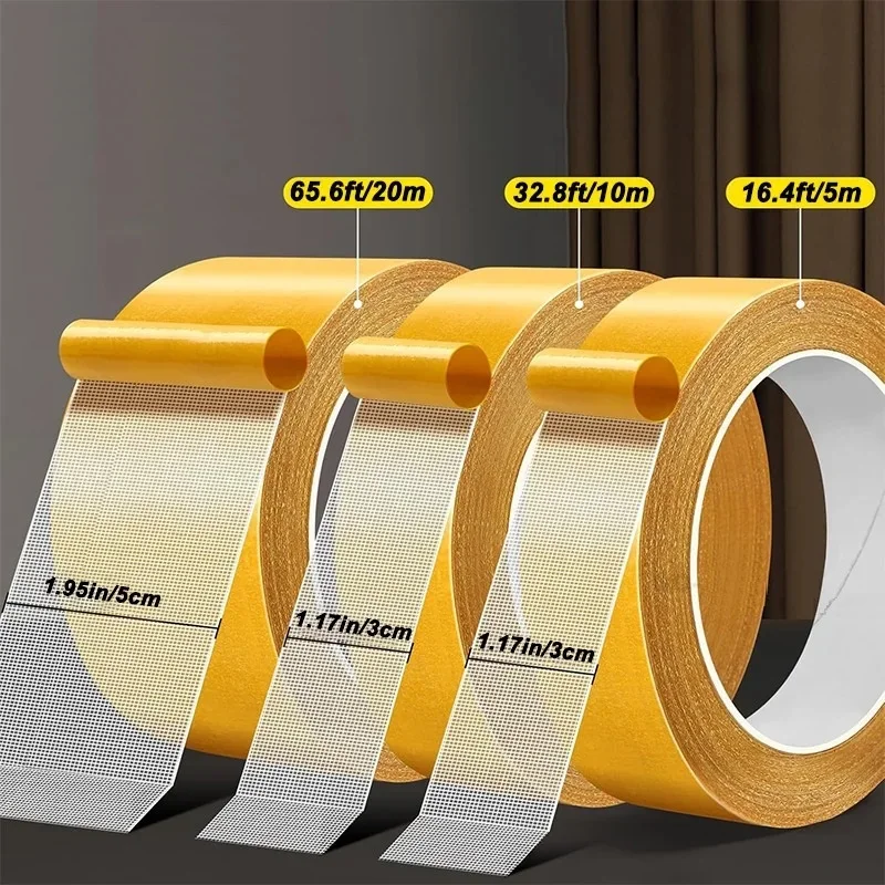 شريط لاصق مزدوج الجوانب رفيع للغاية وقوي، شبكة شفافة شديدة التحمل مقاومة للماء ولا تترك أثرًا، شريط سجادة شبكي قوي