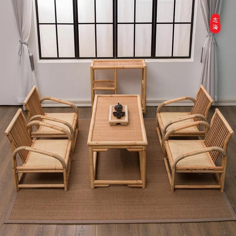 

Simple tatami rice tea table, Japanese style small tea table, solid wood low table, Zen tea table, chair combination kang table