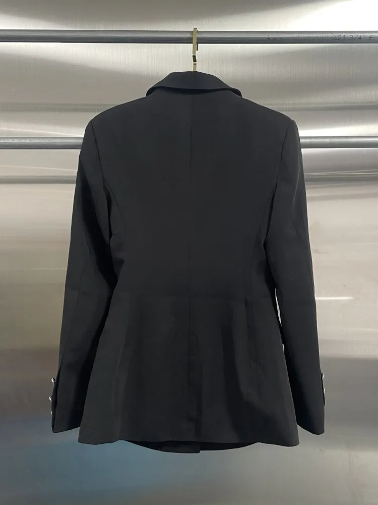 Spring Designer Lady Blazers Loose Fit Embroidery Black Suit Jacket Long Sleeve Jackets Casual Vintage Style Womens Party Coat