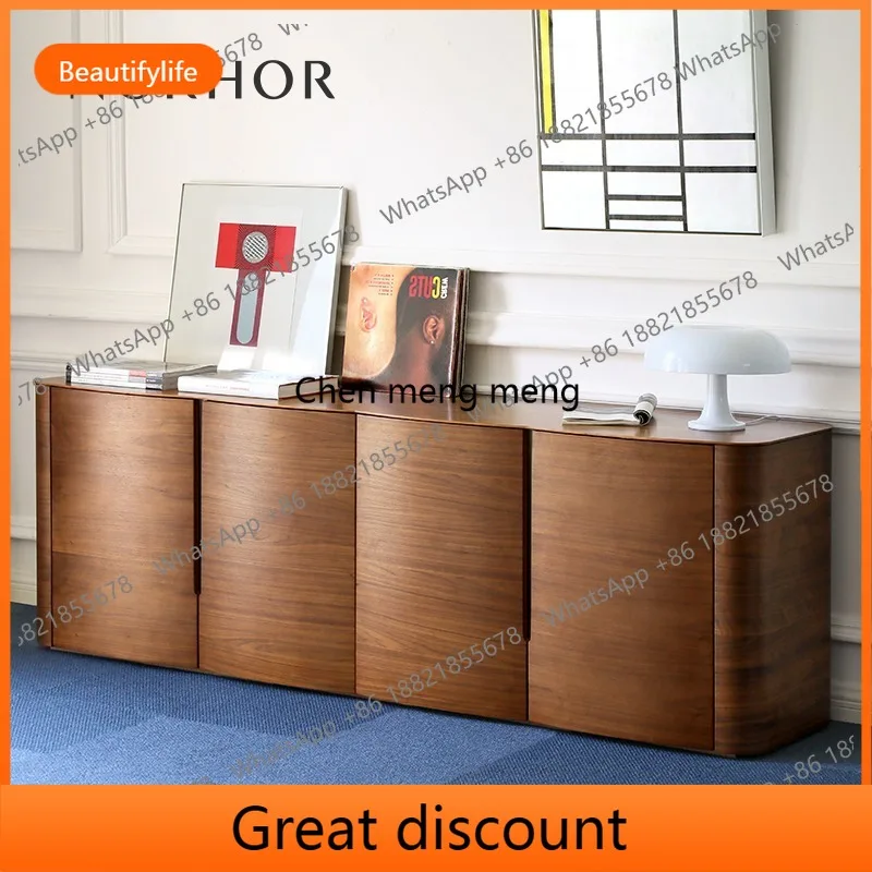 

6239 Nordic medieval retro style/Tsubaki a black walnut side cabinet locker