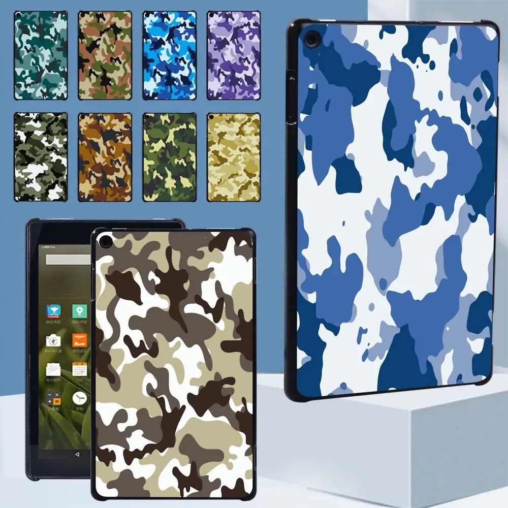 Tablet Case for Fire HD 10 Plus/5th/7th/9th/11th/HD 8 Plus/6th/7th/8th/10th/Fire 7 5th/7th/9th Anti-drop Camouflage Print Shell