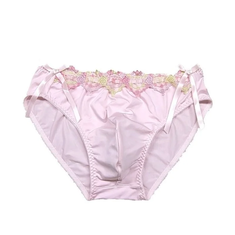 Handmade Man's Lace Soft Silky Touch Briefs Live Show Dance Panty DJ Club Sexy Costumes Private Party BF Harajuku Underpants