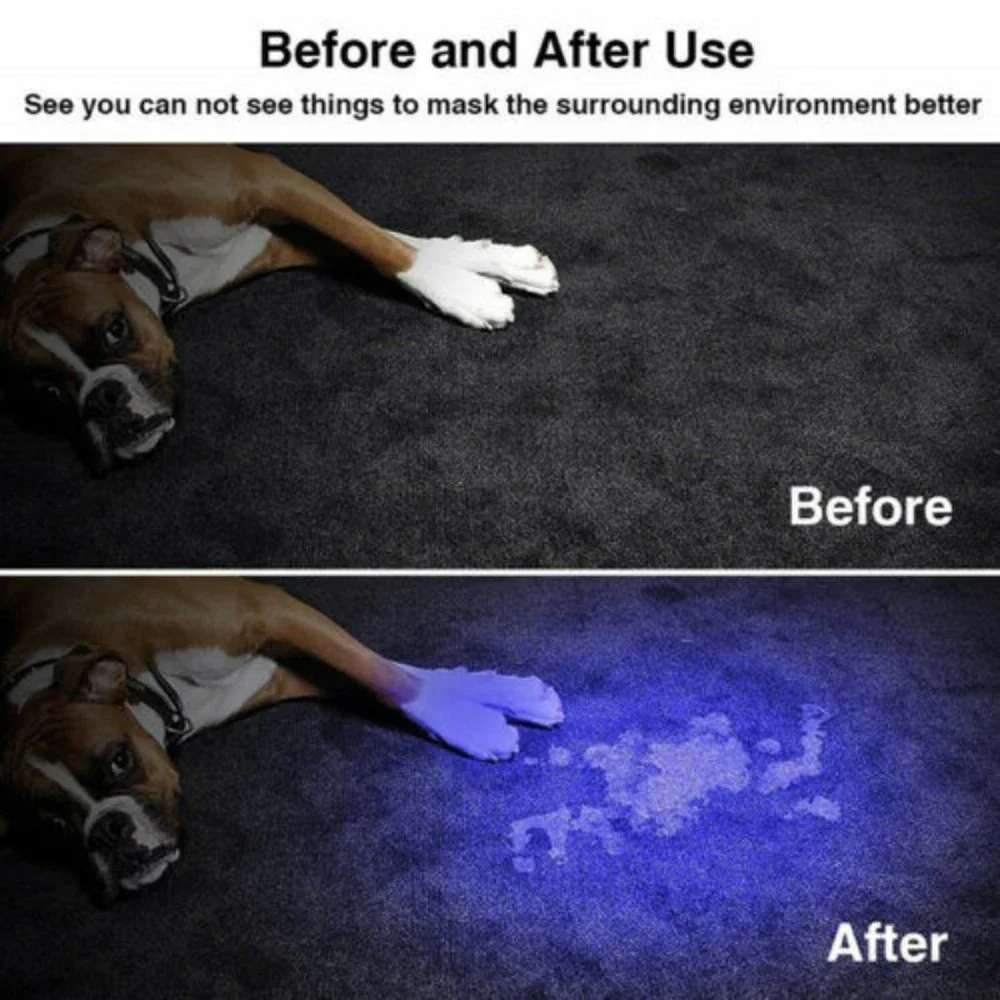 365/395nm LED UV Flashlight Rechargeable Ultraviolet Torch Waterproof Zoomable Violet Lights Pet Urine Scorpion Detector UV Lamp