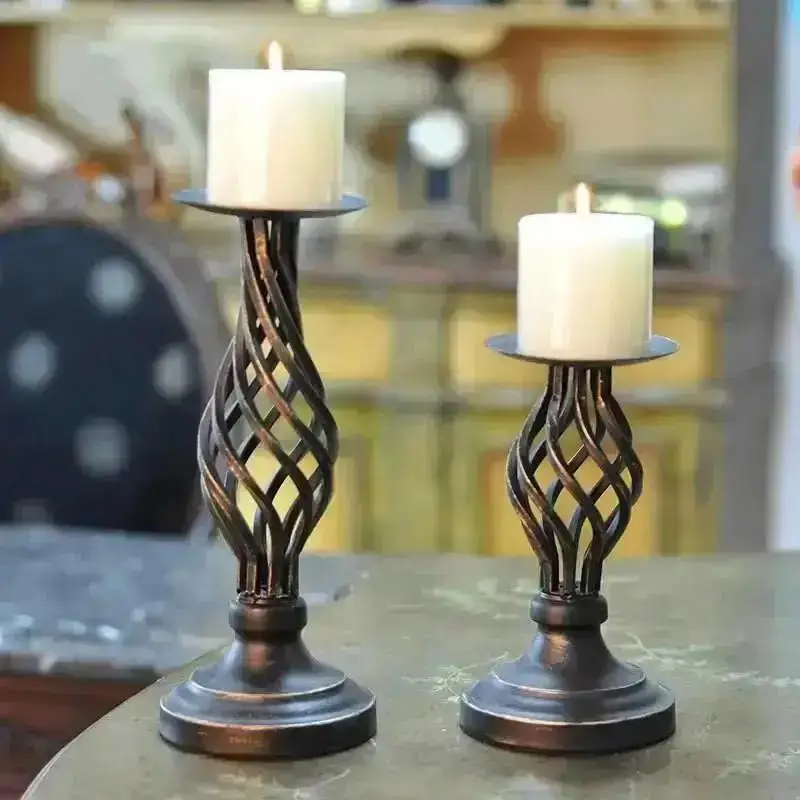 Atmosphere Restaurant Cafe Candlelight Candlestick Wedding Candlelight Dinner Prop Table Decoration Retro Candlestick Decoration