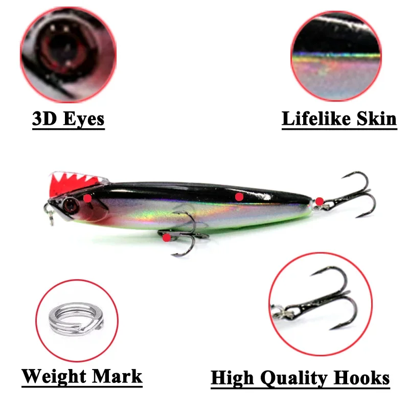 Stickbait Sinking Pencil Fishing Lures, Good Swimming Hard Baits, Sea Bass Wobblers, Tuna Saltwater, 5 Colors, 85mm, 23g