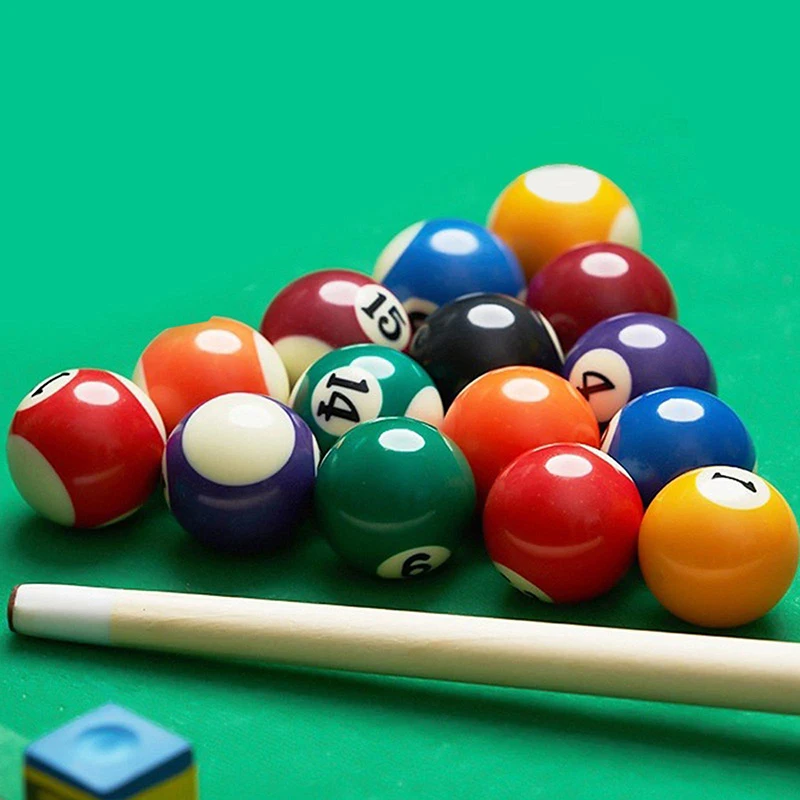 Mini Pool Table Set Portable Assembly Kids Toys 16 Balls Triangle Wood Tabletop Billiards Game Table Girls Home Traveling Party