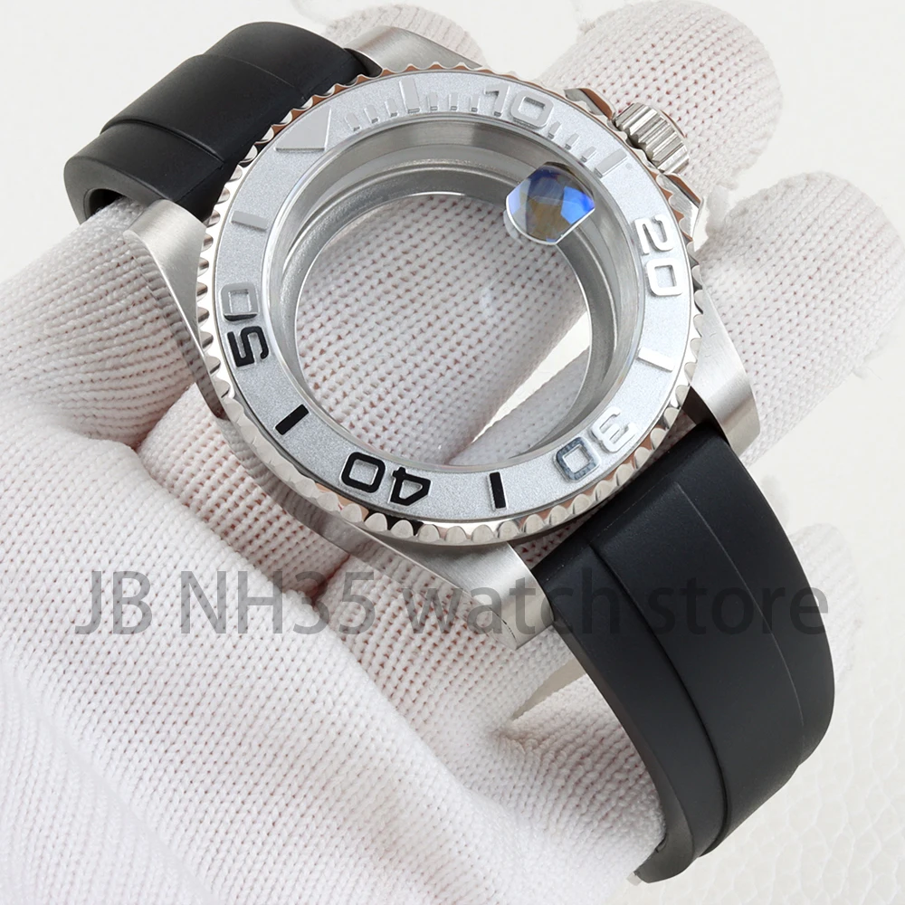 NH35 Case 40mm for Yacht Mod NH34 NH35 NH36 movement Rubber Strap Sapphire Glass 28.5mm Dial Watch Accessories Waterproof Cases