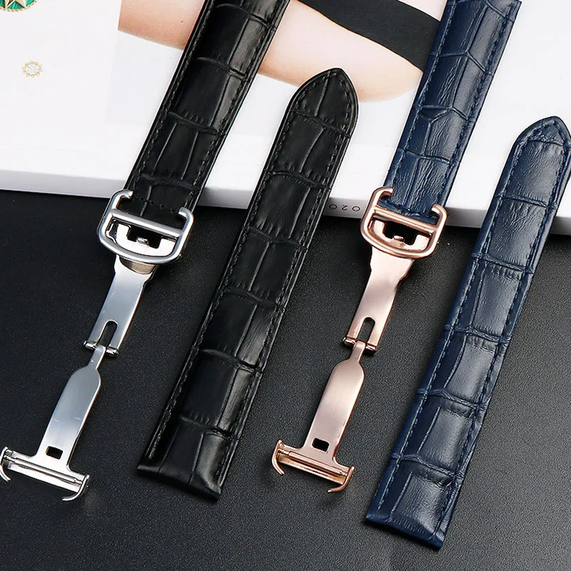 Genuine Leather Strap Replacement For Cartier Tank Solo Men Women wristband Blue red pink Watchband Bracelet Belt 16mm 18mm 20mm