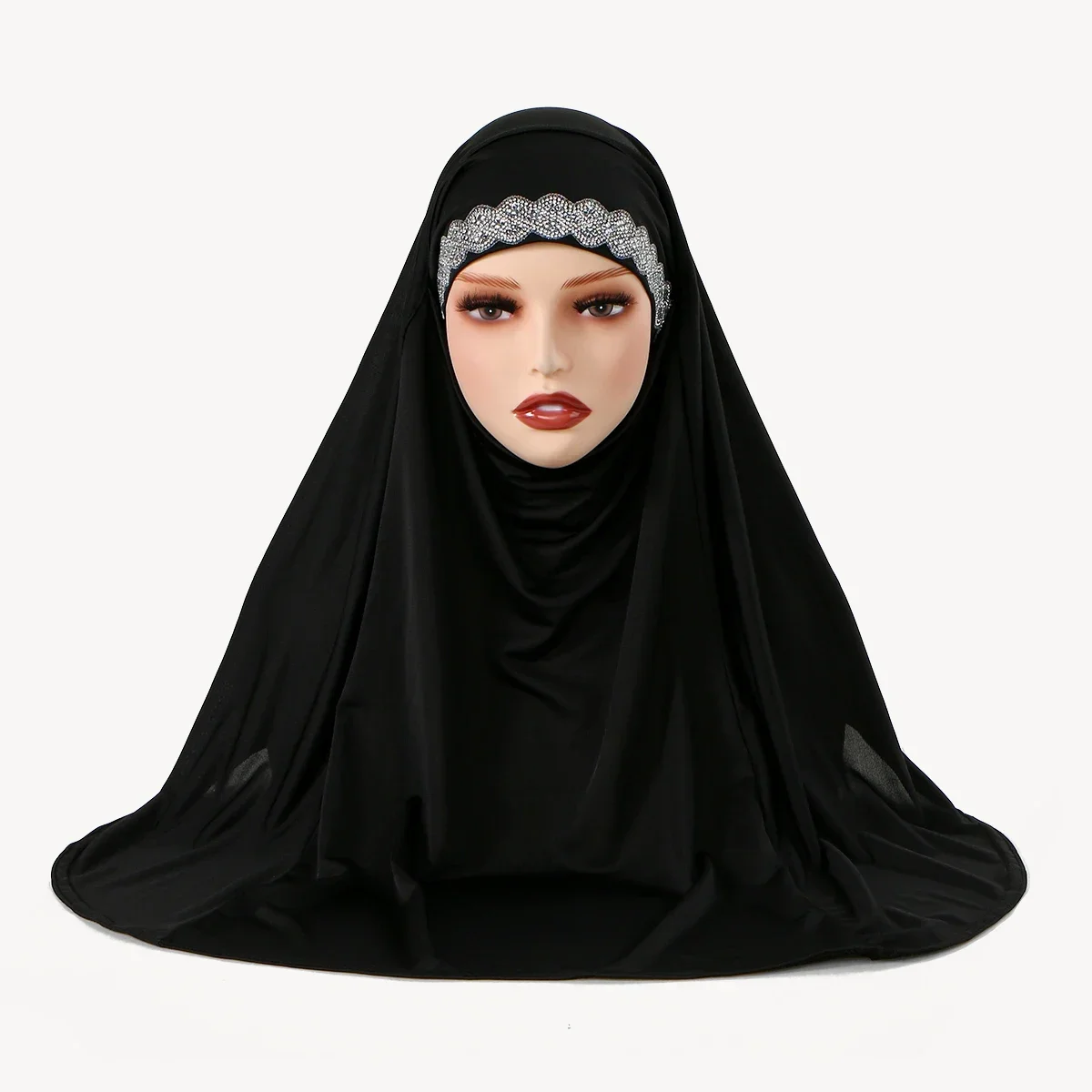 

One Piece Amira Diamonds Instant Scarf Jersey Hijab Women Muslim Headscarf Turban Pull On Head Wrap Niqab Nikab Bonnet Turbante