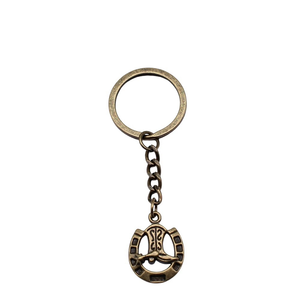 1pcs Cowboy Boots Horse Shoe Charms keychain for women women accessories jewelry making cute Ring Size 28mm