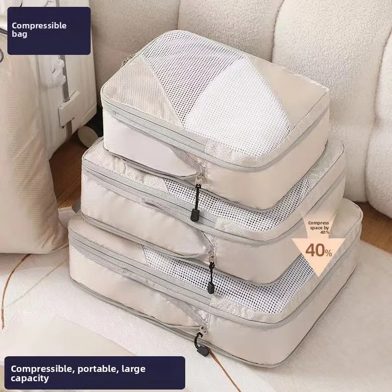 Travel Compression Bag Set of 6 Portable Luggage Organizer for Clothes Toiletries Pregnancy Packing Essential Storage Bags
