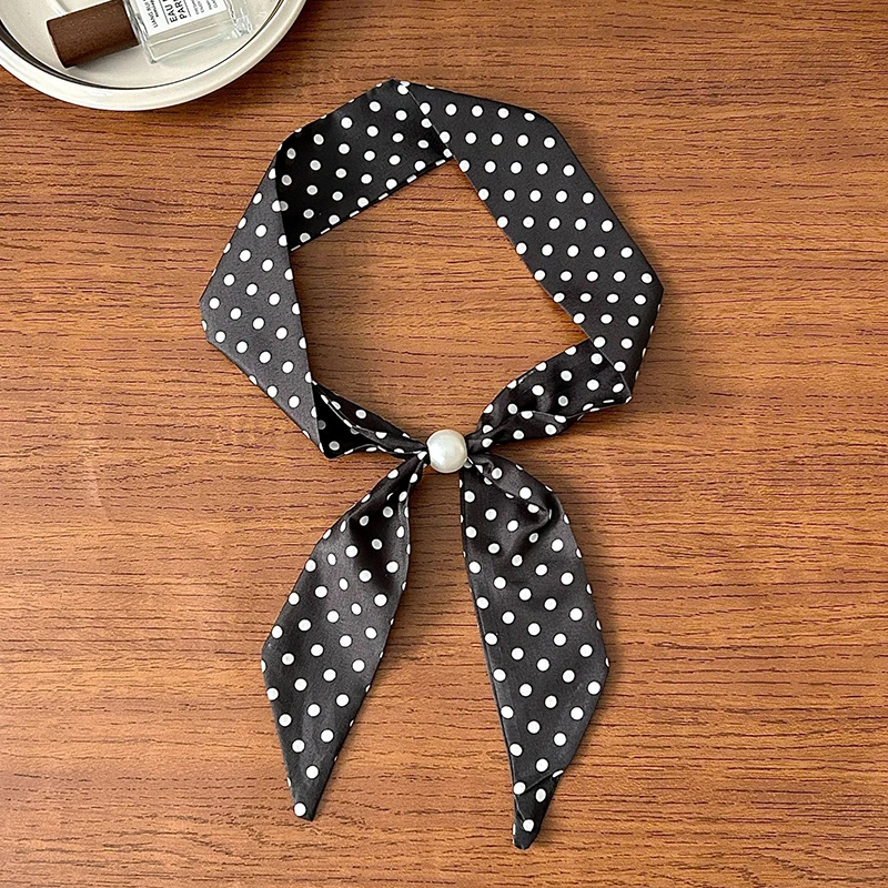 Fashion Skinny Silk Scarf for Women Letter Hair Ribbons Headbands Bandana Female Bag Wrist Wrap Neckerchief Foulard Neck Ties