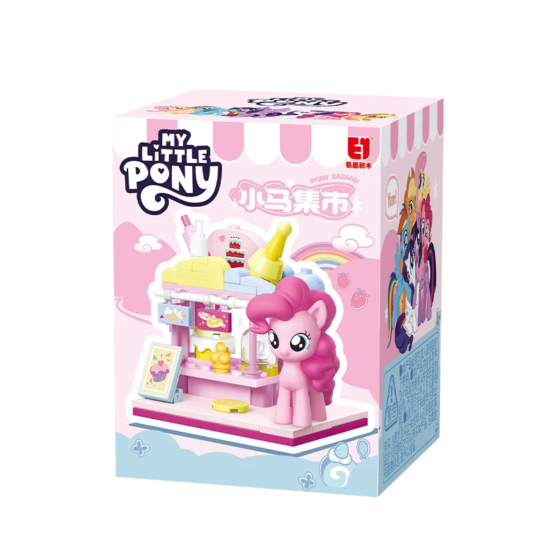 Nuovo My Little Pony Market Building Block Scatola cieca Giocattolo da costruzione Puzzle Piccole particelle Building Block Street View Blind Box