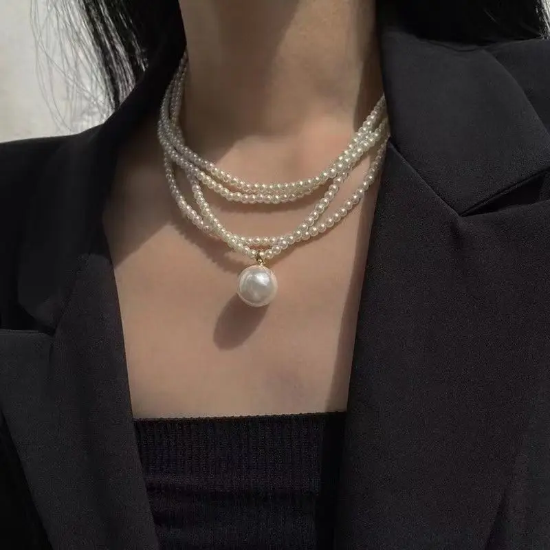 Necklace For Girls, Double Layered Thin Pearl Necklace, 2024 Temperament, French Collarbone Chain, Neck Chain