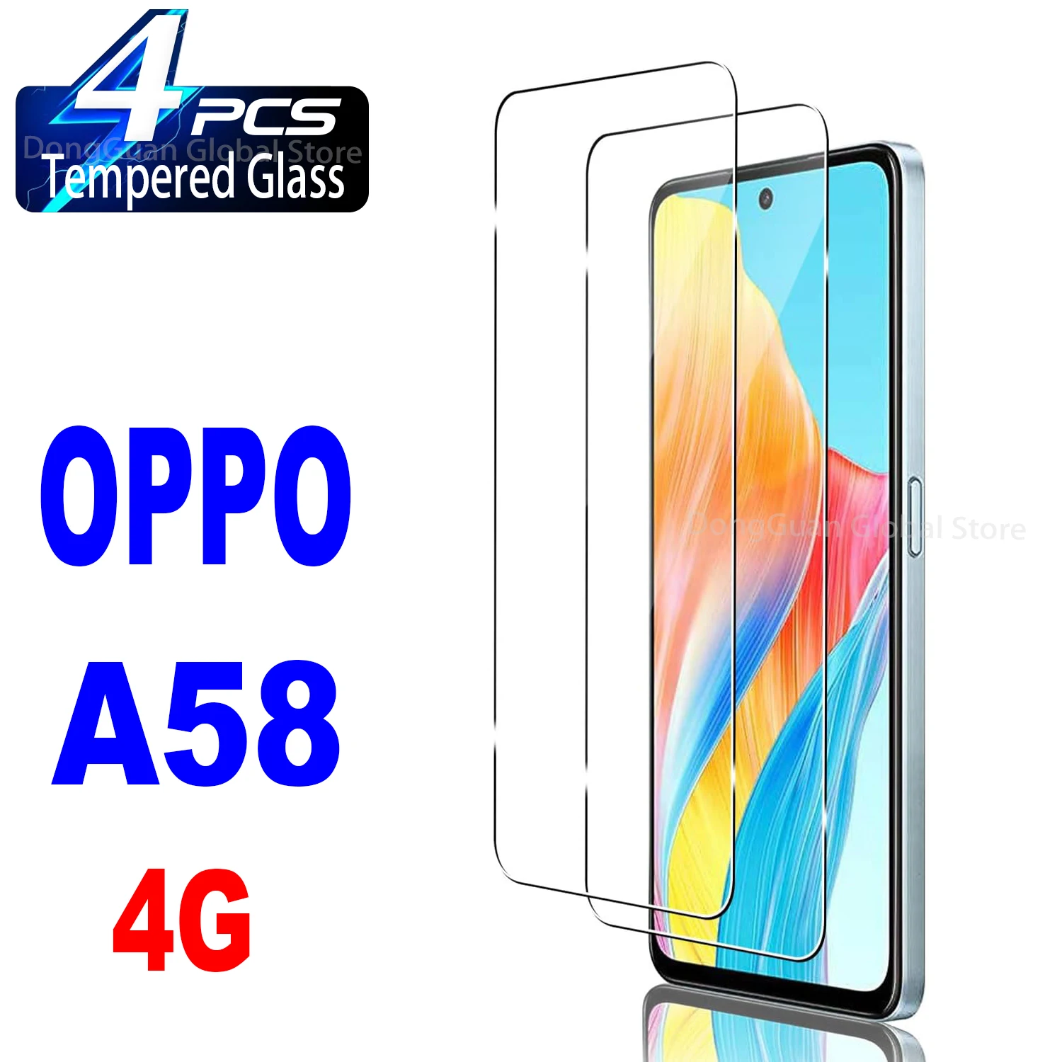 2/4Pcs Tempered Glass For OPPO A58 4G Screen Protector Glass Film