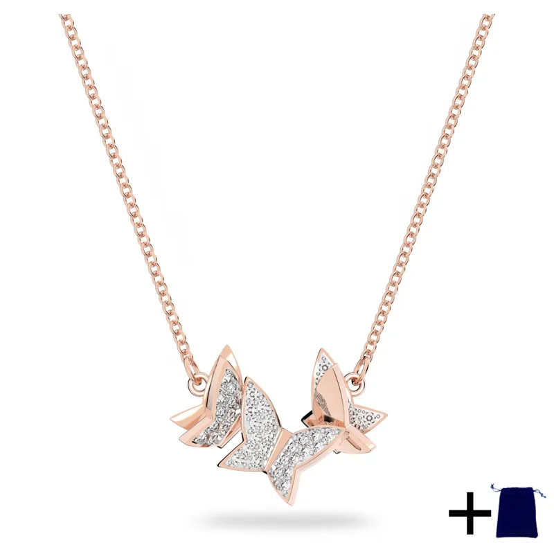 2025 Novo colar de zircão borboleta, brincos, pulseira, conjunto de joias, textura, festa premium, banquete, atendimento, presente