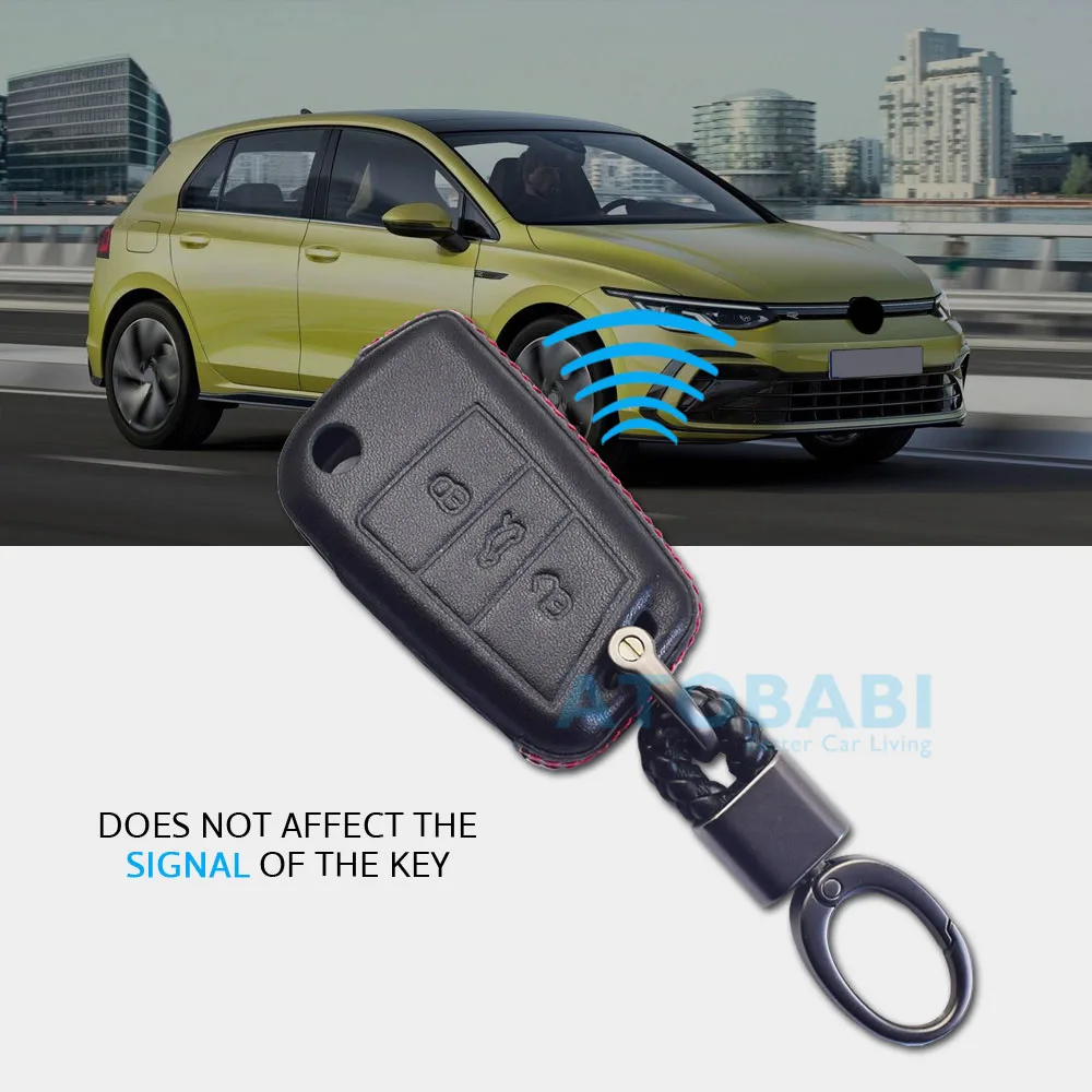 Leder Auto Schlüssel Fall Schlüsselbund Für VW Volkswagen Golf MK7 GTI Tiguan Jetta Sitz Skoda Klapp Fernbedienung Fobs Schutz Abdeckung – Detail 3