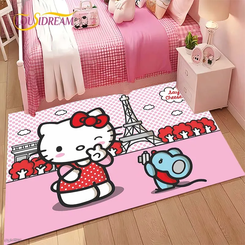 Hello Kitty kawaii Cartoon Anime Carpet for Living Room Bedroom Rug Kitchen Door Kids Un-slip Floor Mat Alfombra Birthday gift