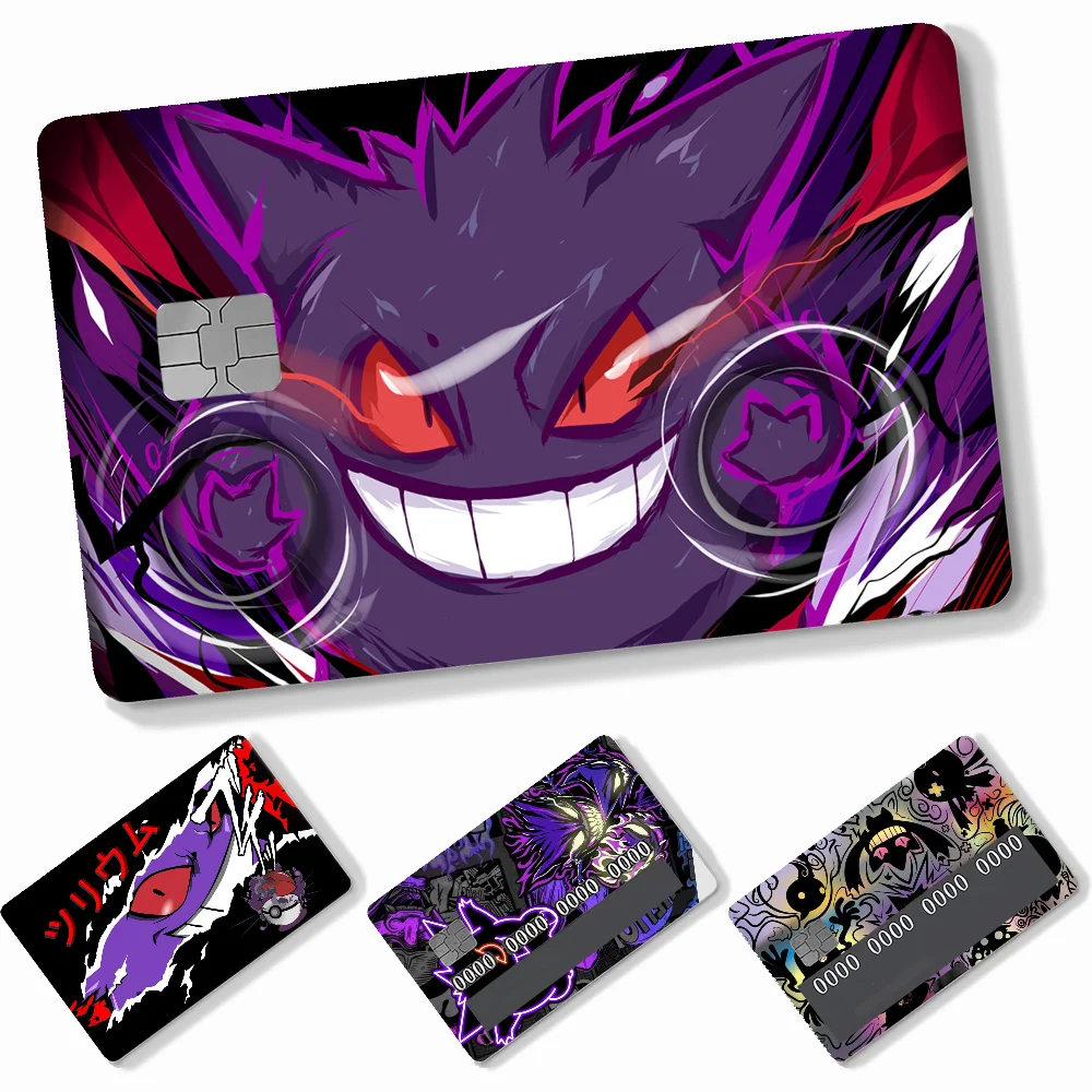 1PC Anime G-Gengar Card Stickers 4pcs PVC Credit Card Skin Stickers Removable Self-adhesive Protective Film