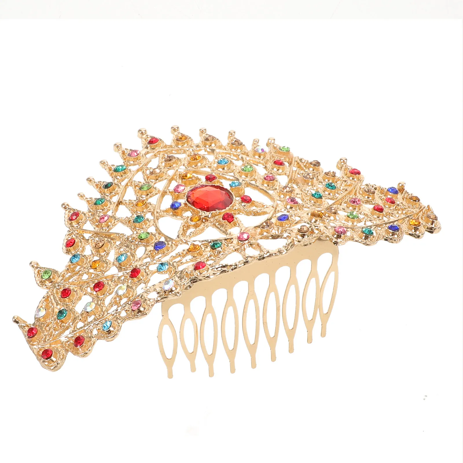 Princess Crown Hair Accessories for Women Golden Metal Hair Comb Clip Bridal Tiara Headpiece Festival Wedding Dance Birthday
