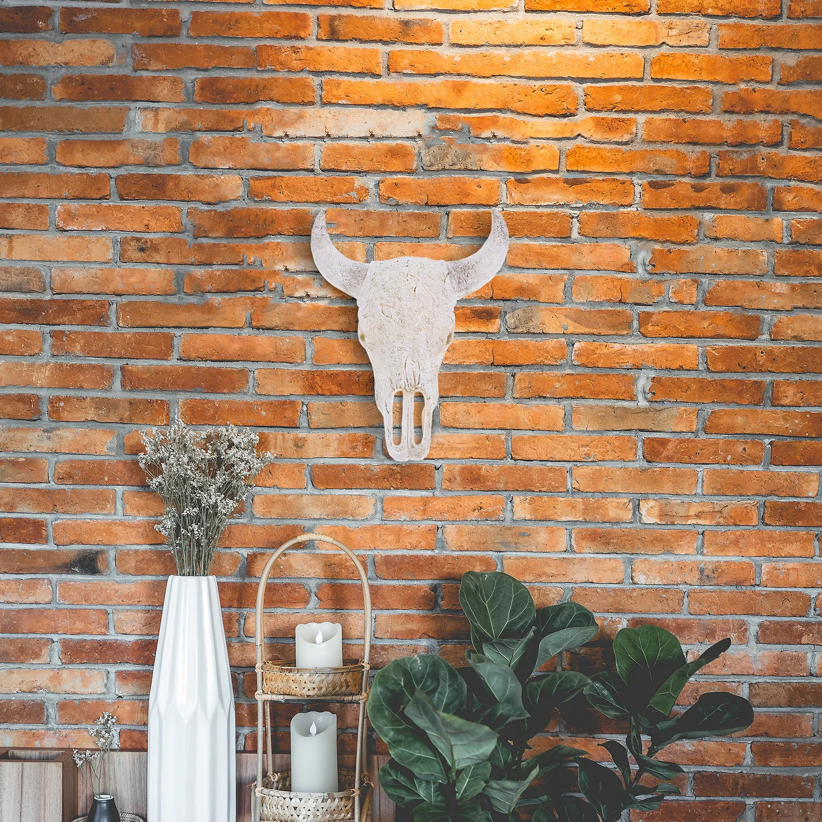 

Cow Skull Wall Art Large White Horns Rustic Charm Unique Design Home Office Decor Easy Installation Skull Wall Hanging