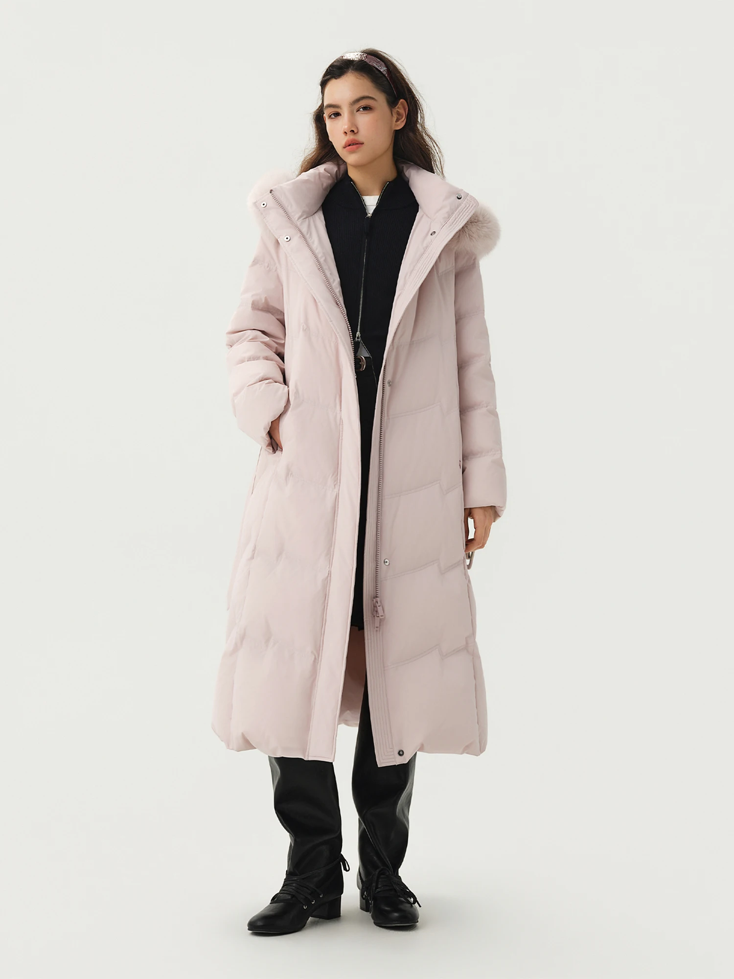 DUSHU Plus Size Mountain Ridge Down Jacket Women Stand Collar Hooded Long Puffer Coat 2026 Winter New Windproof Warm Outerwear