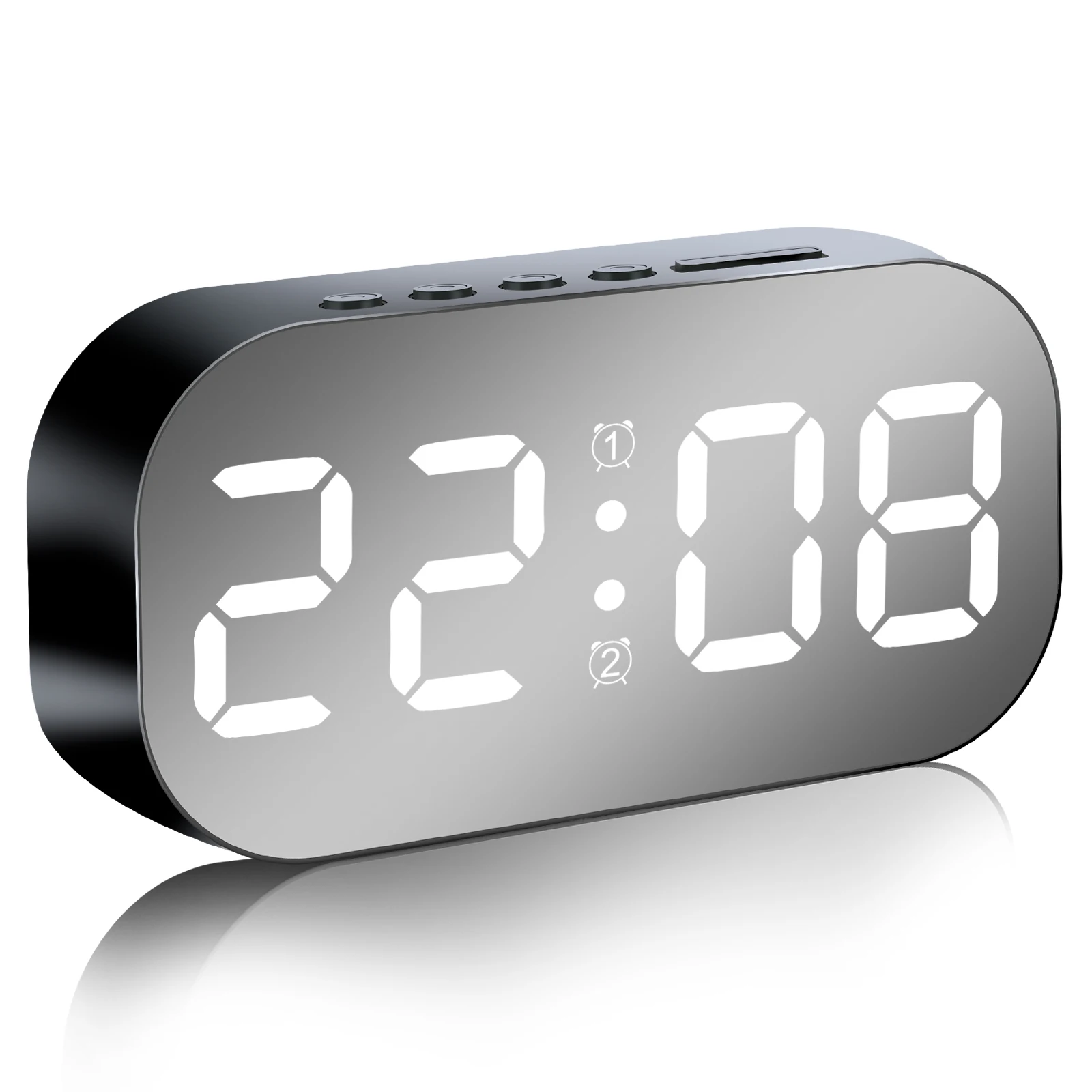 Digital Alarm Clock 3/5 Levels Dimmable Night Light Digital Clock with Temperature Display Snooze Mode Desktop Clock USB Bedroom