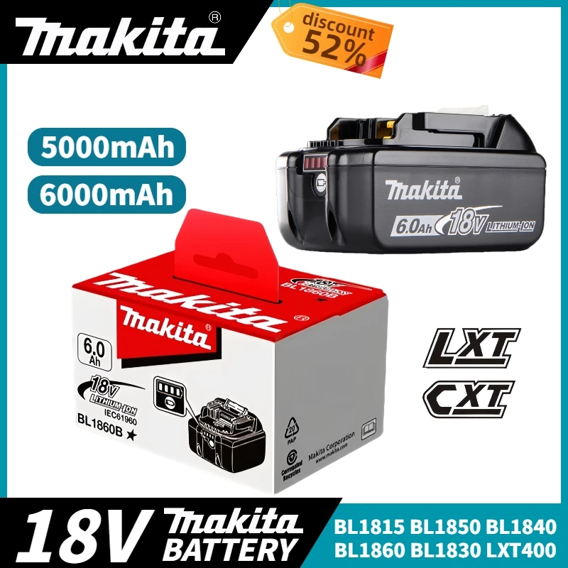

Original Makita 18V 5.0Ah/6.0Ah Rechargeable Battery Makita BL1830 BL1830B BL1840 BL1840B BL1850 BL1850B Power Tool Battery