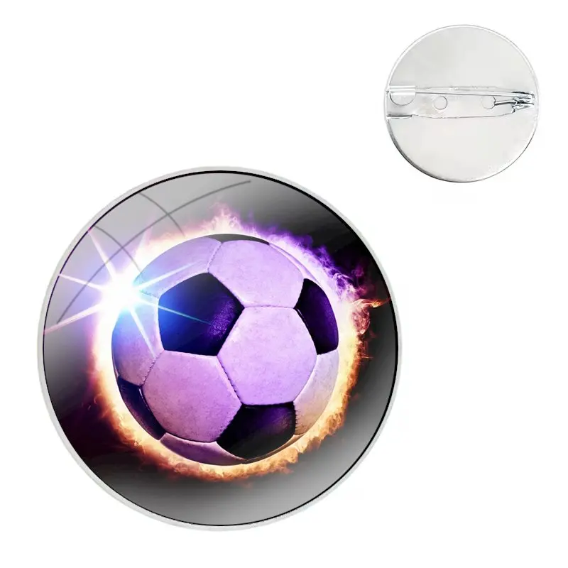 Fire Football Soccer Ball Pins Badge Metal Brooches For Clothes Backpack Decoration gift